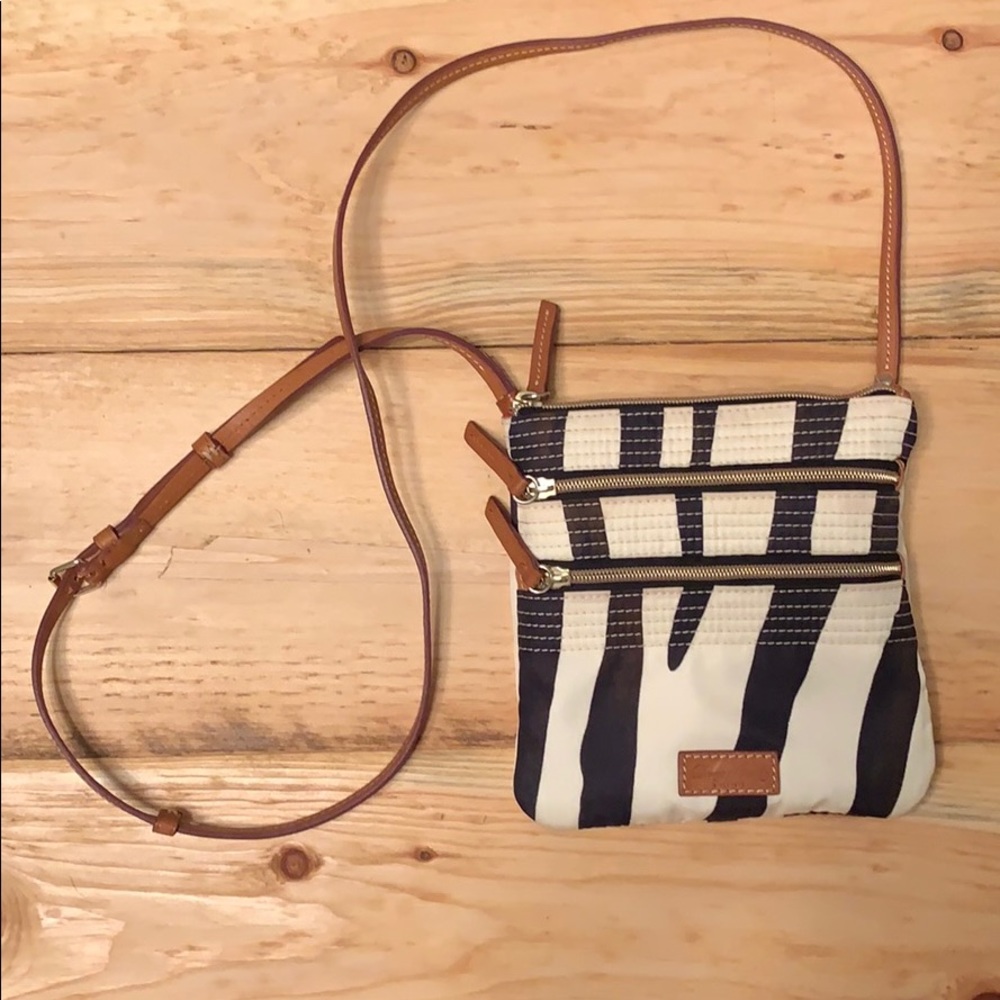 Dooney and Bourke Triple Zip Zebra Crossbody Bag